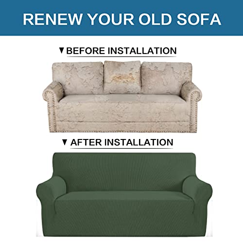 H.Versailtex PART-HVSOFA1P-3BRONZEGREEN Stretch Cover For Couch Soft Furniture Covers Couch Slip Covers thumb #3
