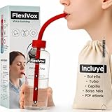 FlexiVox® Stimmtrainings-Set mit Silikonrohr 35 cm + Messflasche + Bürste + Tasche + Digitales eBook | Übungssystem für Gesang, Atemtechnik & Sprechtraining (Leuchtend rot)