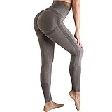 OUDOTA Damen Sports Leggings Slim Fit Hohe Taille Lange mit Bauchkontrolle Sport Blickdicht Yogahose Fitnesshose Laufhose Tights für zum Laufen, Radfahren, Fitness Mit Duft L Grau
