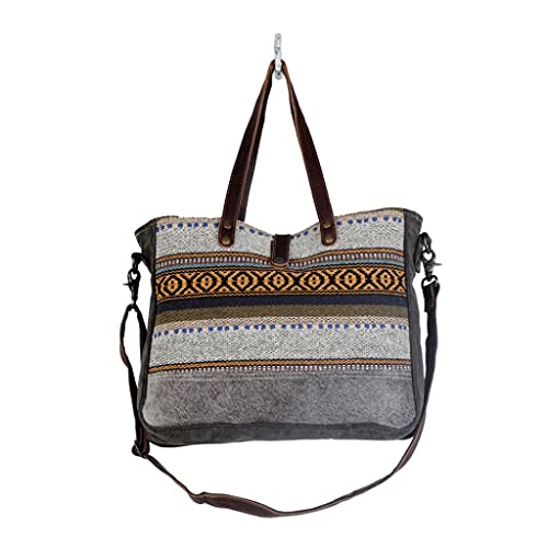 Image of Myra Bag Aztec Purse for Women - Canvas Bag with Real Leather Detailing, Boho Handbags for Women, Cute Western Purse