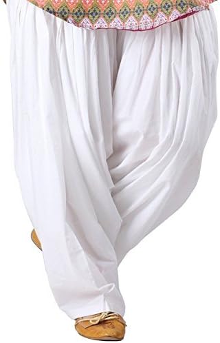 Ekam Art Readymade Cotton Punjabi White Patiala Salwar Casual Wear