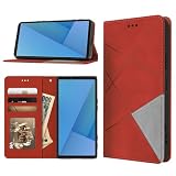 coiwantung 対応 Sony Xperia 1 VIII 手帳型 ケース 耐衝撃 高级PUレザー エクスペリア 1VIII スマホケース 財布型 横置きスタンド機能付 SO-51G XQ-GE44 SOG17 カバー カード収納 全面保護 ラップホール付き のあるソフトタッチ マグネット内蔵 擦り傷防止 ファッション 耐摩擦 シンプル気質 (レッド)