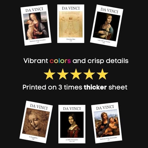 Image of Leonardo Da Vinci Poster | Leonardo Da Vinci Paintings Polaroids | Aesthetic 15 Mini Posters (8.6 x 6 cm) | Posters of Da Vinci's Mona Lisa, Lady with an Ermine, Vitruvian Man and more | Da Vinci Poster