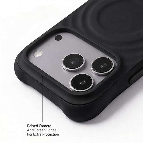 Image of amazon basics Shockproof Case for iPhone 17 Pro | Ripple Pattern | Camera Protection | Protective Cover with Enhanced Grip & Wireless Charging Support - Black