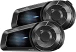 Fodsports FX-S Interfono Moto Coppia, Auricolare Casco Bluetooth 5.4 per 2 Piloti, Sistema di Comunicazione 1000m, Tripla Riduzione Rumore, Stereo HiFi, Vivavoce Musica e Chiamate, Impermeabile