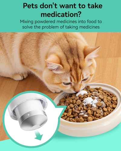 Image of Pill Crusher Fine Powder, Pill Grinder & Cutter, Storage Box, Cyan | Stainless Steel Pestle, Pill, Vitamins, Tablets, Crusher for Elderly, Pets, Easy to Use, Crushes Medications into Fine Powder