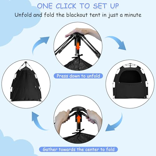 Image of YABORAS Sleep Tent for Pack N Play, Baby Sleep Tent One-Click Assembly Effective Light Blocking Tent for Sleep Pod & Mini Crib, Light Blocking Tent for Babies and Toddlers