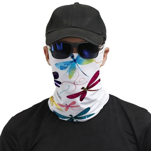 Neck Gaiter Colorful Dragonfly Face Mask for Travel Face Cover Scarf for Men Women Elastic Headbands Wind-proof Bandana for Skiing Fishing Hiking Cycling3
