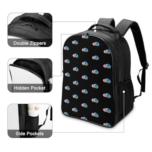 Donuts Lover Funny 16 Inch Backpack for Men Women Casual Daypack with 2 Compartment for Travel Work4