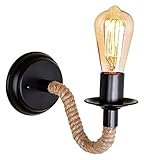 ALDEPO Wall Lamp Vintage Industrial Hemp Rope Wall Lights Retro Loft 1-Light Rope Light Wall Light Corridor Kitchen E27 Fitting Tools Improvement