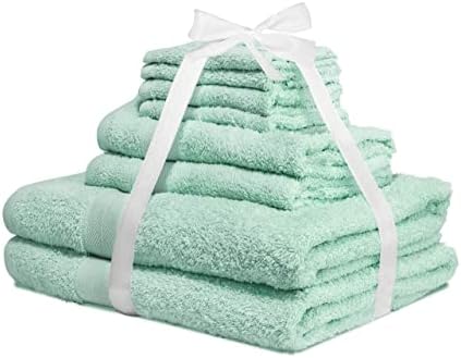Midland Bedding 8 Piece Bale Cotton Towel Set, Multiple Colours in 400 GSM Thread Count (Duck Egg)