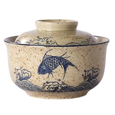 DRNKNSTX Ramen Bowl with Lid, 27 oz Japanese Ce...