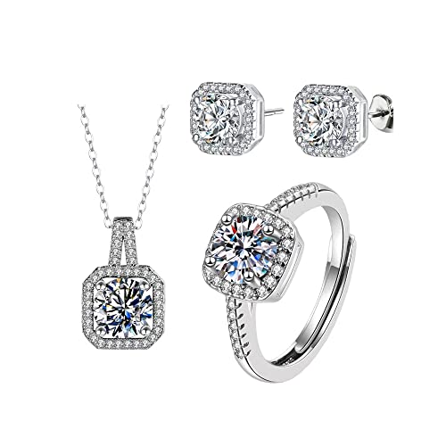 Schmuckset 925 Sterling Silber Damen Brautschmuck mit Zirkonia mit Geschenkbox Cover