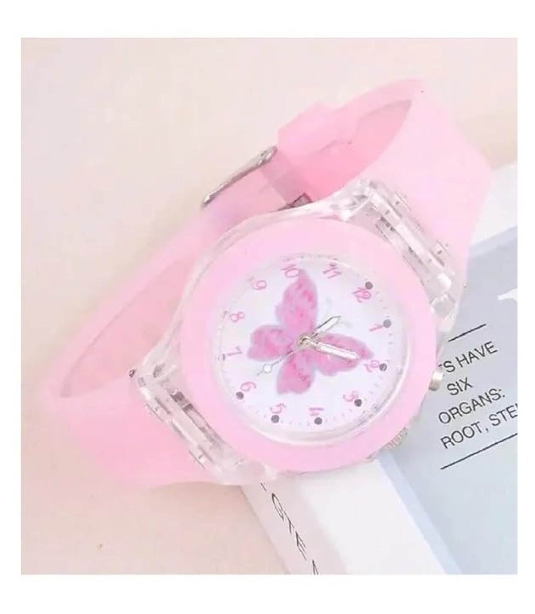 Butterfly Designed Analog Watch with Beads Bracelet
