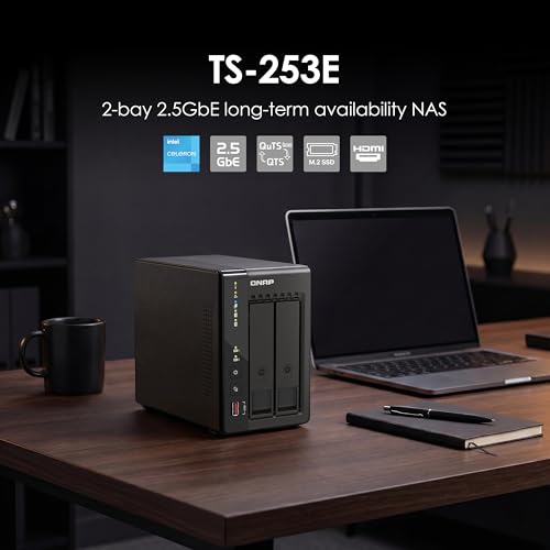 Image of QNAP TS-253E-8G-US 2 Bay High-Performance Desktop NAS with Intel Celeron Quad-core Processor, 8 GB DDR4 RAM and Dual 2.5GbE (2.5G /1G /100M) Network Connectivity (Diskless)