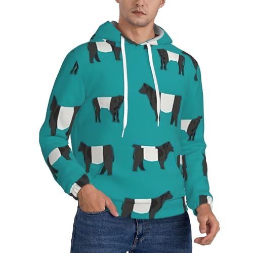 Sweat à capuche épais homme motif vache imprimé animal chaud hiver