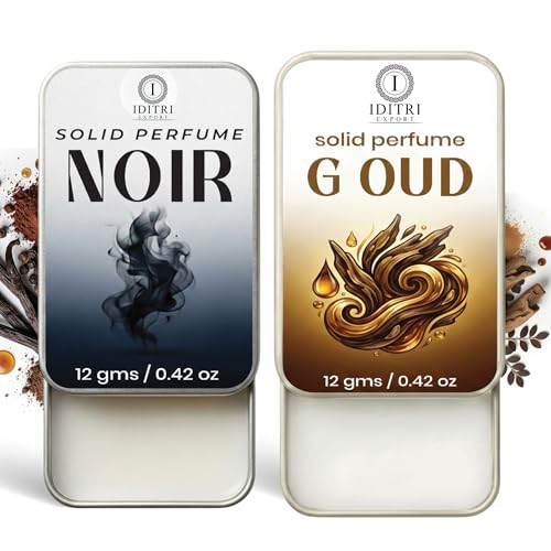 Image of Solid Perfume |G oud&Noir Alcohol Free Wax Perfume Balm, Long Lasting | Pocket Tin 12g, Pack Of 2| Non Greasy Smooth Glide, Travel Friendly Men And Women Gifts He Or Her