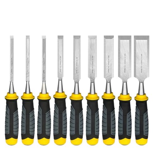 Mxxephemer Wood Chisel Set 3 Pieces Woodworking Chisels 6 to 38mm Firmer Chisel Set Woodworking Hand Tools Mortise Chisel Set(5pcs set-6/10/16/25/38mm) (9pcs Set)