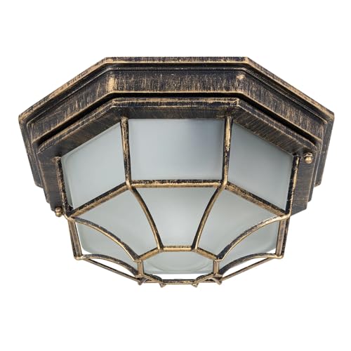 ARTE LAMP Plafonnier LED extérieur en métal noir avec abat-jour en verre blanc – luminaire avec câble