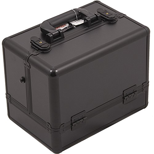 12 inch Black Panel w/Black Trim Travel Cosmetic Organizer Makeup Artist Train Case