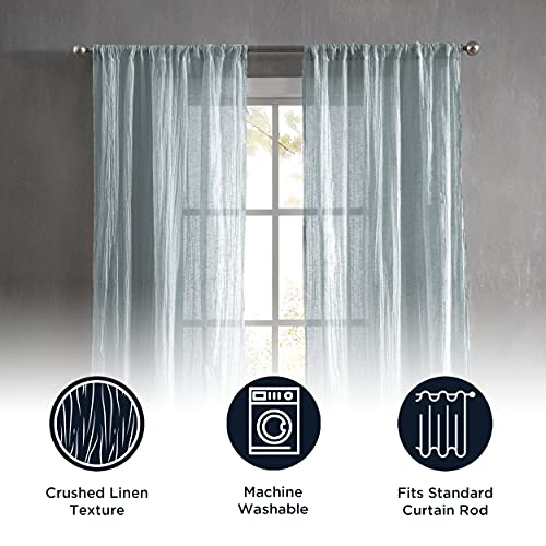 French Connection – Charter Crushed | Window Curtain | Set Of 2 Panels| Semi Sheer | Modern Home Décor | Drapes For Living Room, Dining Room, Bedroom, Dorm | Measures 50"X84" Pair| Aqua #TOP3