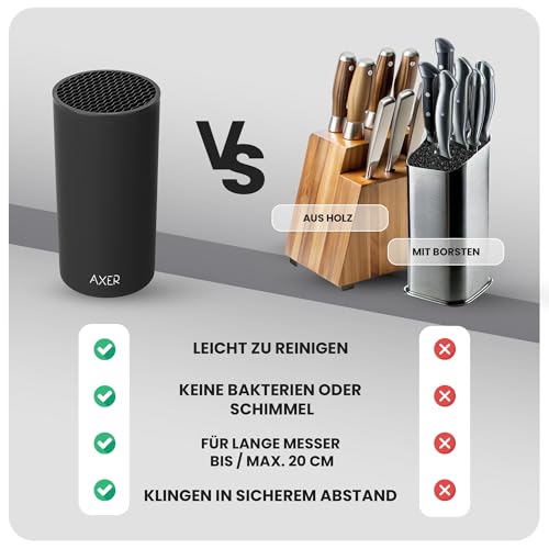 Axer Universal Messerblock ohne Messer Schwarz - Große Unbestückte Messerblöcke für über 8 Messer - Messerblock Schwarz - Empty Knife Block… – Ansicht 5