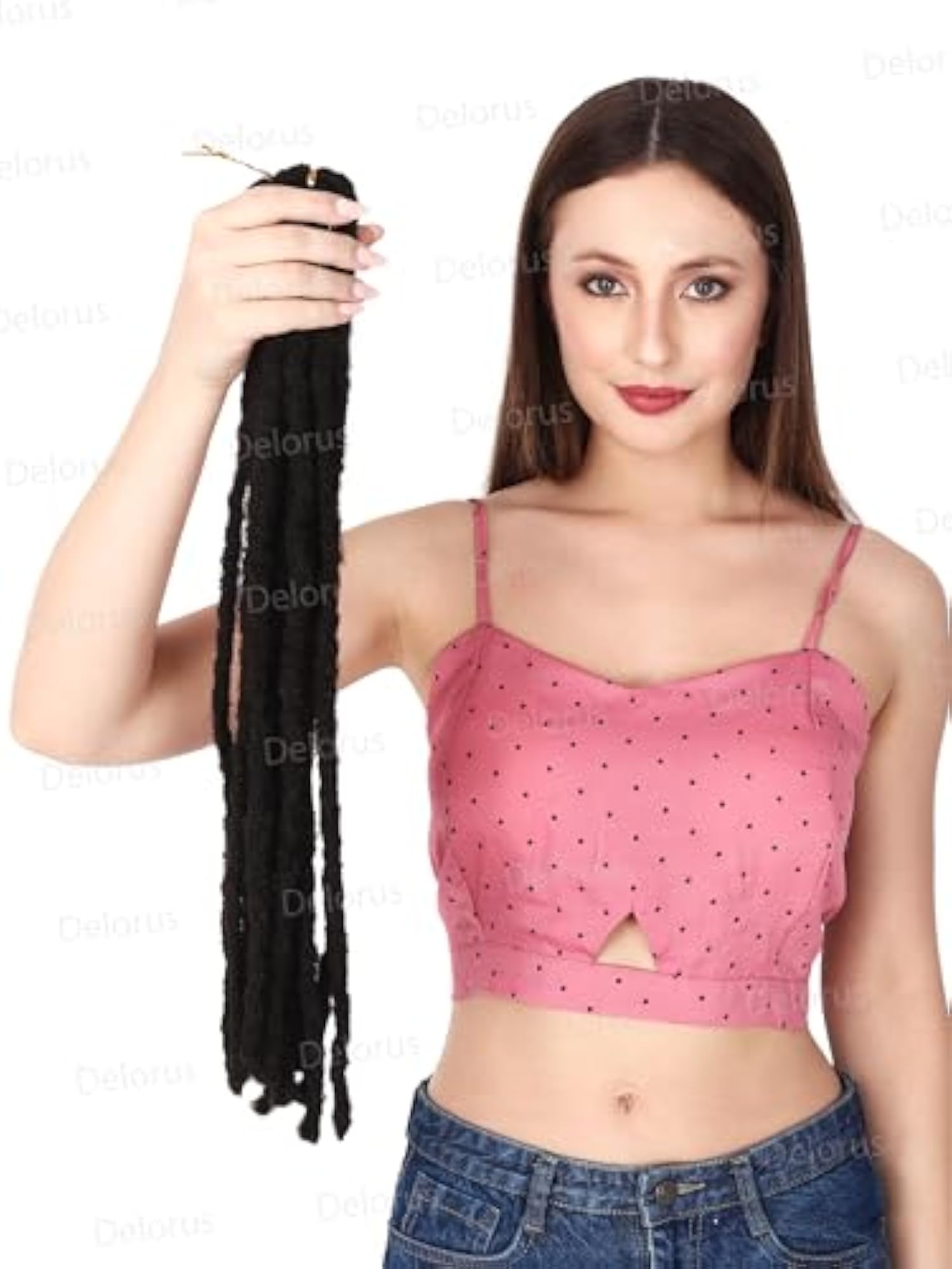 Double-Ended Synthetic Crochet Dreadlocks, 22-Inch, Black