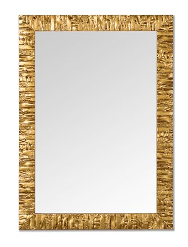 MO.WA Specchio da Parete, Specchiera Muro cornice legno oro 50x70, Made in Italy, specchio rettangolare per sala, camera, bagno, ingresso Specchio, moderno