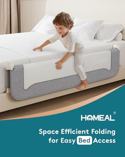 image for HOMEAL Bed Rail for Toddlers, 59in Swing Down Baby Bed Rail Guard, Tod