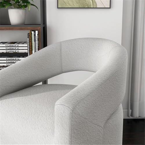 Sillón giratorio de tela bouclé blanco miniatura 3