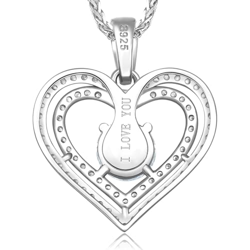Moissanite Heart Pendant Necklace Lab Created Diamond 18K Gold Plated 925 Sterling Silver D Color VVS1 Clarity Waterproof Hypoallergenic Gift for Wife Women Anniversary Mothers Day Valentine2