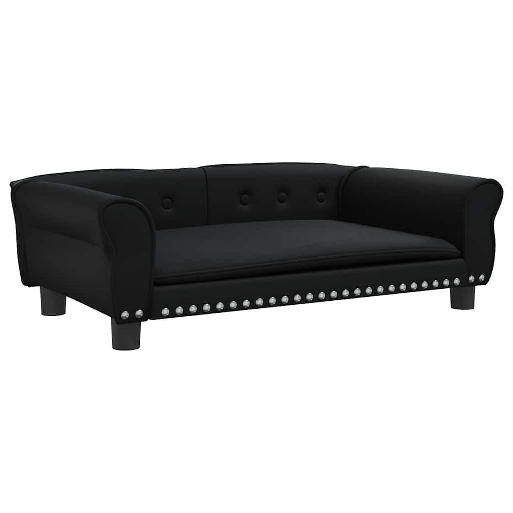 vidaXL Hundebett, Hundekissen mit weicher Polsterung, Hundesofa Hundecouch für kleine Hunde Haustiere, Haustierbett Katzenbett, Schwarz Kunstleder