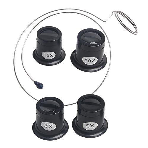 MOLUCKFU Jewelry Loupe Magnifier Craft Magnifying Glass Watch Repair Tool Metal Plastic Clear Glass Lens Hands-Free Loupe Random Color