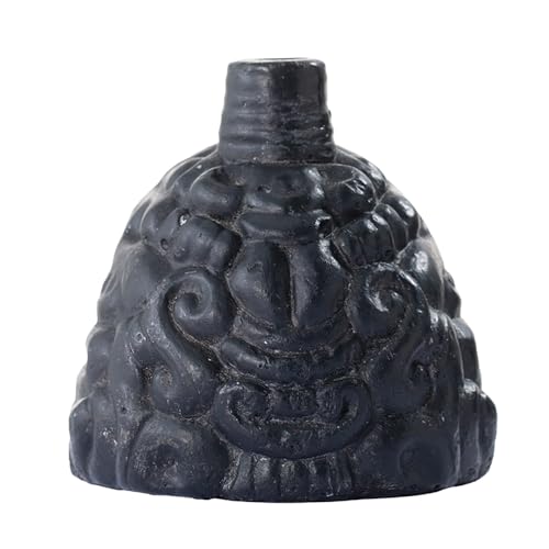 Authentic Aztec Death Whistle - The Lion Skull Shape Handmade Clay Screaming Sound for Halloween Pranks, Scary Gifts (Black)