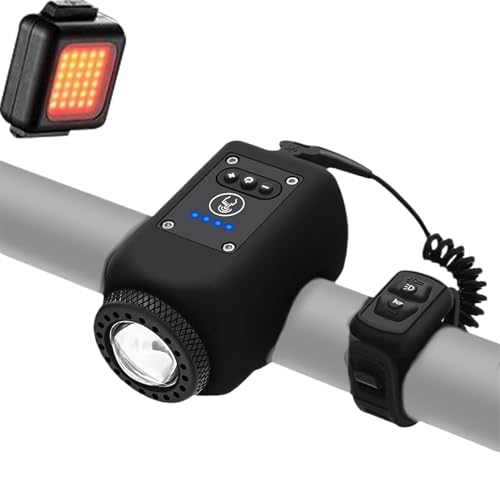 Luz de Bicicleta eléctrica, cuerna de 120 dB para Bicicletas, Conexiones Impermeables para Adultos - Faones de ángulo de visión de 180 Grados y Fuego con 4 Modos activas