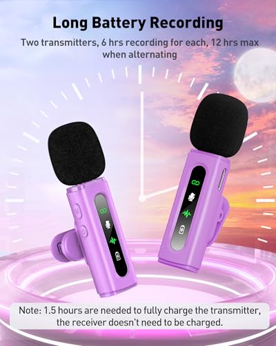 Image of USB C Lavalier Microphone Wireless Mini Mic for Type-C Android Phone /Tablet /PC Video Recording Clip-on Mics with Rotatable Clip&Denoise Recording, Ideal for Vlog Tiktok Youtube Content Creator, Purple