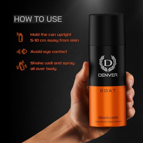 Image of DENVER G O A T Black Code Deo -150ML Each (Pack of 2)| Long Lasting Deodorant Spray For Men