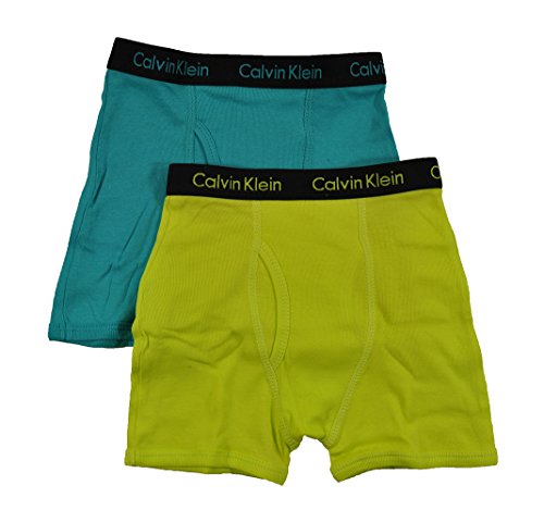 Calvin Klein Boys Teal & Lime 2Pk Underwear Boxer Briefs