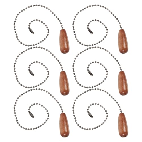 MAGICLULU 6 Cadenas de Tracción para Ventiladores de Techo de Madera Rústica, 12,5 Pulgadas, Decorativas Cuentas para Lámparas y Luces, Extensión Funcional para Hogar y Mejora del Techo