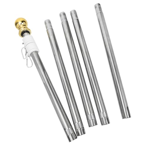 SUPVOX Mât De Drapeau Extérieur en Acier Inoxydable 190 Cm 5 Sections Tête Dorée, Mât Rotatif Antirouille pour Jardin Et Fêtes en Plein Air