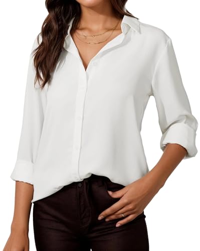 Timuspo Bluse Damen Elegant Büro Button-Down Bequem Weisse Blusen...