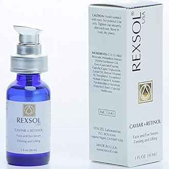 REXSOL CAVIAR + RETINOL Face and Eye Serum Firming and Lifting | With Vitamin C, Vitamin E & Vitamin A | Hybrid Sunflower & Caviar Oil | Revives the tone and texture of youthful skin. (30 ml/1 fl oz)