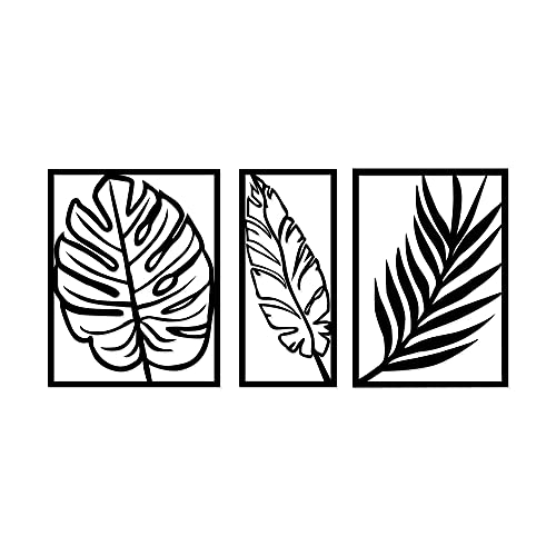 Printerland Quadro in Metallo da parete 80x38 cm Palme Natura Decorazione Muro Scultura murale shabby industrial complemento arredo soggiorno salotto camera da letto cucina ufficio