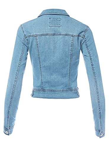 Fashionmille Women's Classic Casual Stretch Fit Denim Jean Jacket-Fwj1254-A Lt Denim-S #TOP1