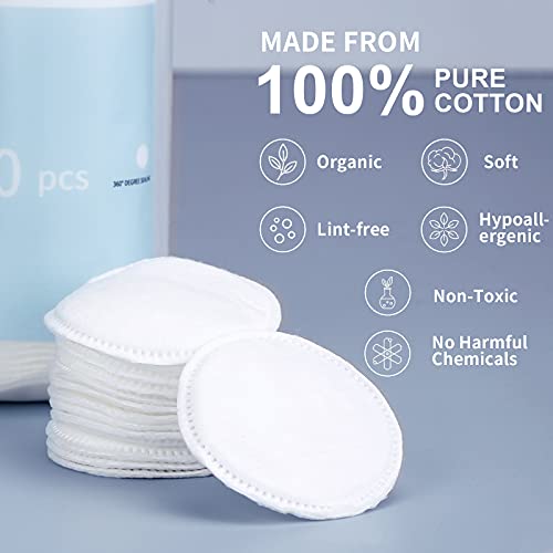 MSQ Cotton Rounds (500 Count), Makeup Remover Pads, Hypoallergenic, Face Cotton Pads, Facial Cleansing Round Cotton Pads, Lint-Free