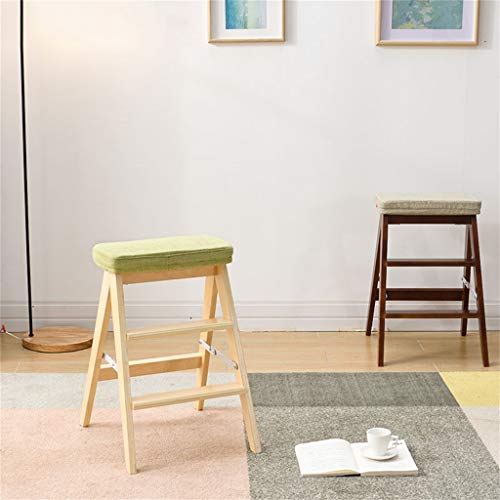 Taburete plegable portátil multiusos de madera con cojín para interiores 4