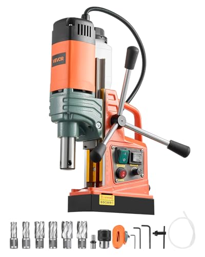 Image of VEVOR Magnetic Drill, 1450W Motor 2 in Coring Diameter, 2922 lbf Magnetic Force, Portable Electric Mag Drill Press with 6 Coring Bits, Variable Speed, Drilling Machine for Metal Surface, Industrial