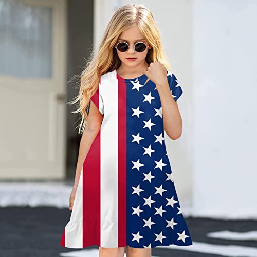 Zanjkr Vestidos de verão plus size para meninas com estampa do Dia da Independência Americana com ba