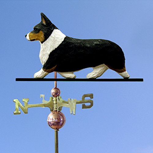 Corgi Hand Carved & Painted Weathervane Tri Pembroke, 22 Inch, No