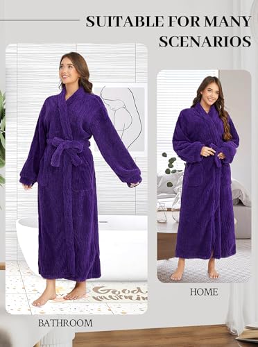 Image of Women Long Plush Fleece Bath Robe